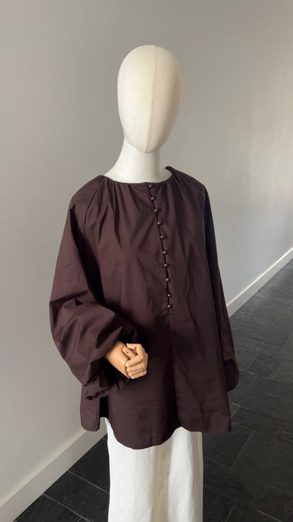 COTTON PUFF TOP DARK BROWN