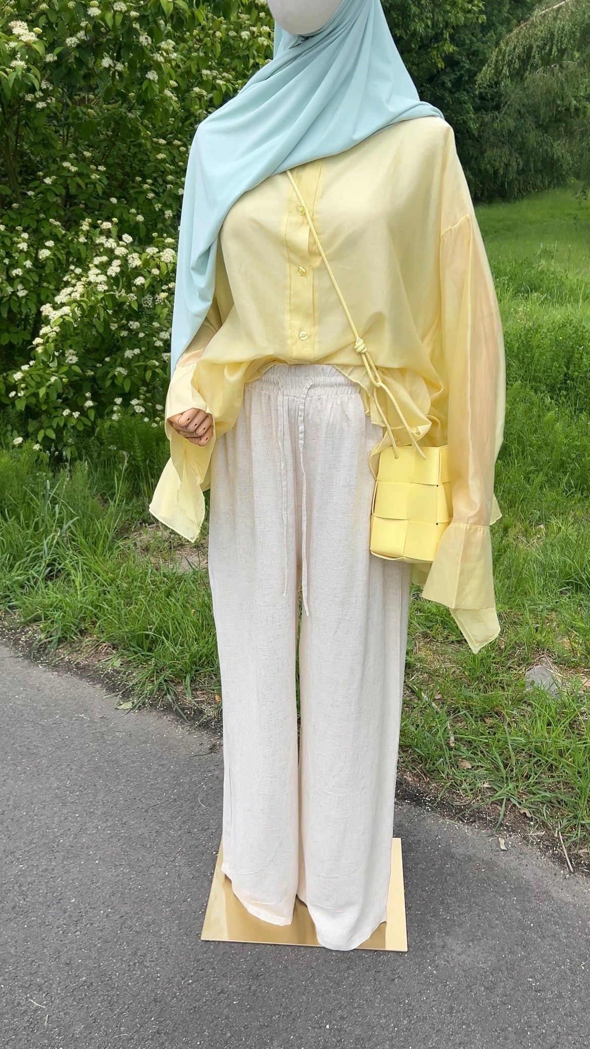 LINEN EFFECT PANTS BEIGE