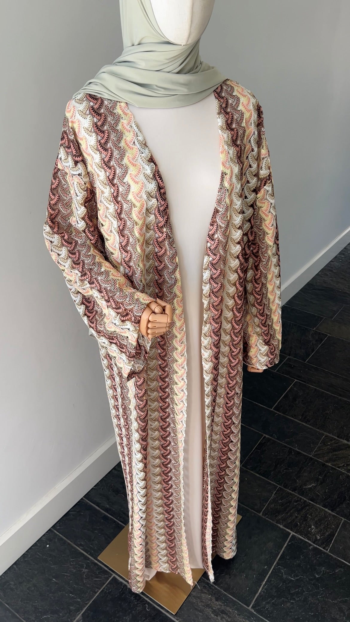 STRIPED KIMONO TAUPE PINK