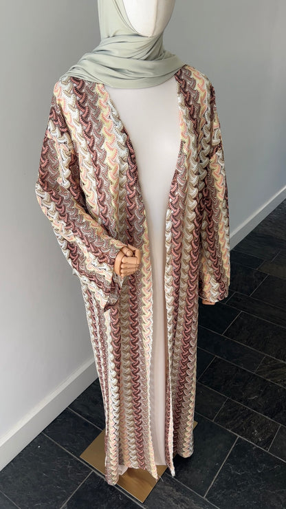 STRIPED KIMONO TAUPE PINK