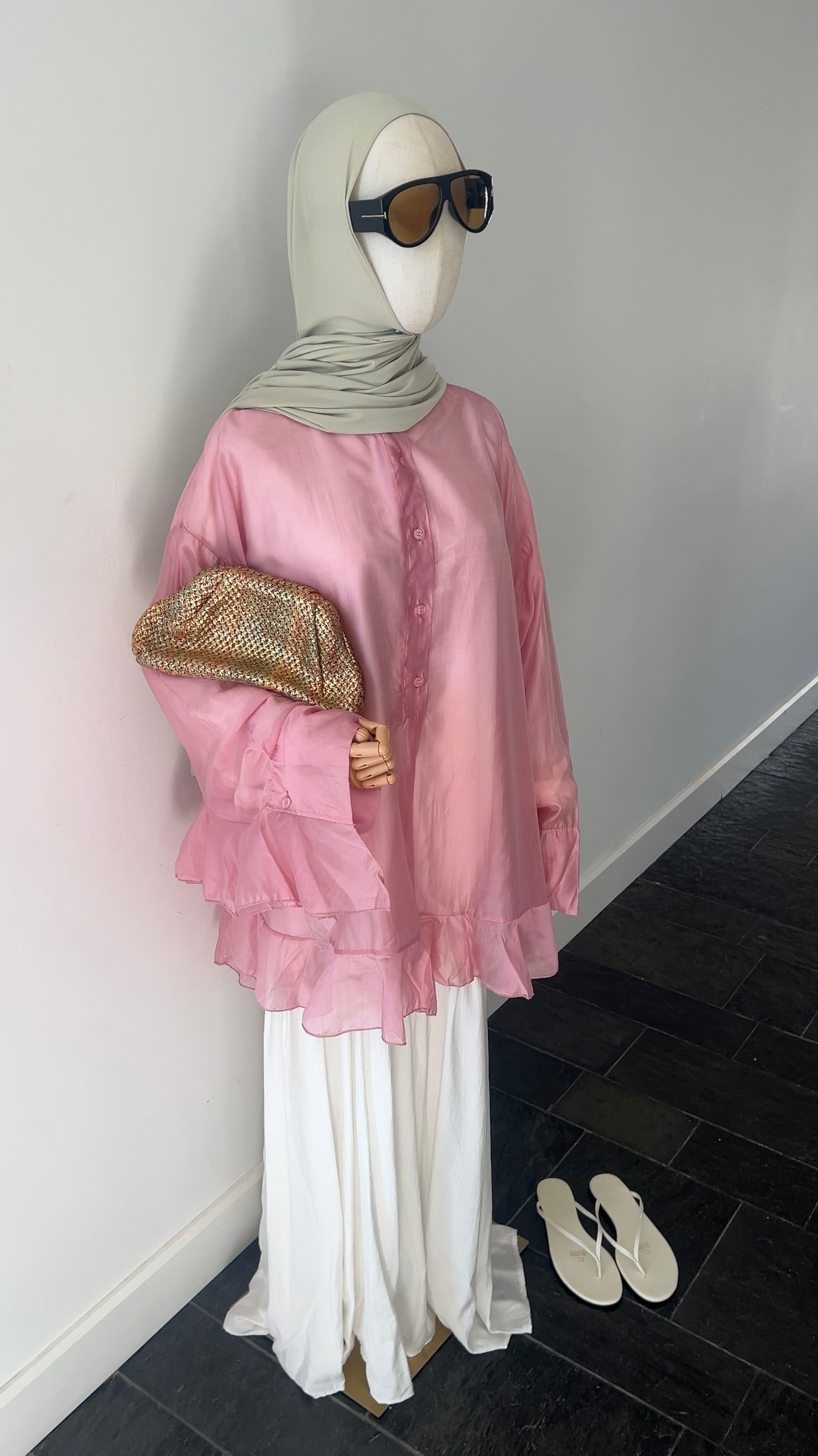 RUFFLE SHIRT ROSE (see through)