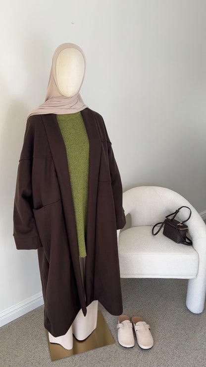 OVERSIZED COAT DARK BROWN