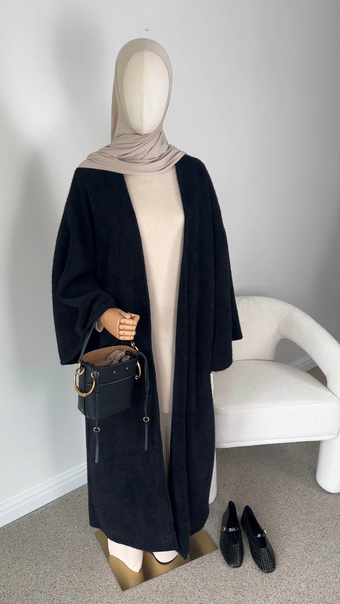 TEDDY ABAYA COAT BLACK