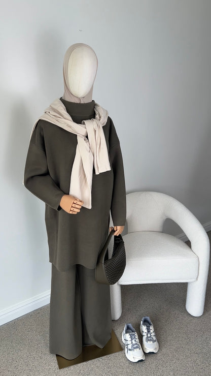 COTTON KNITTED SET KHAKI