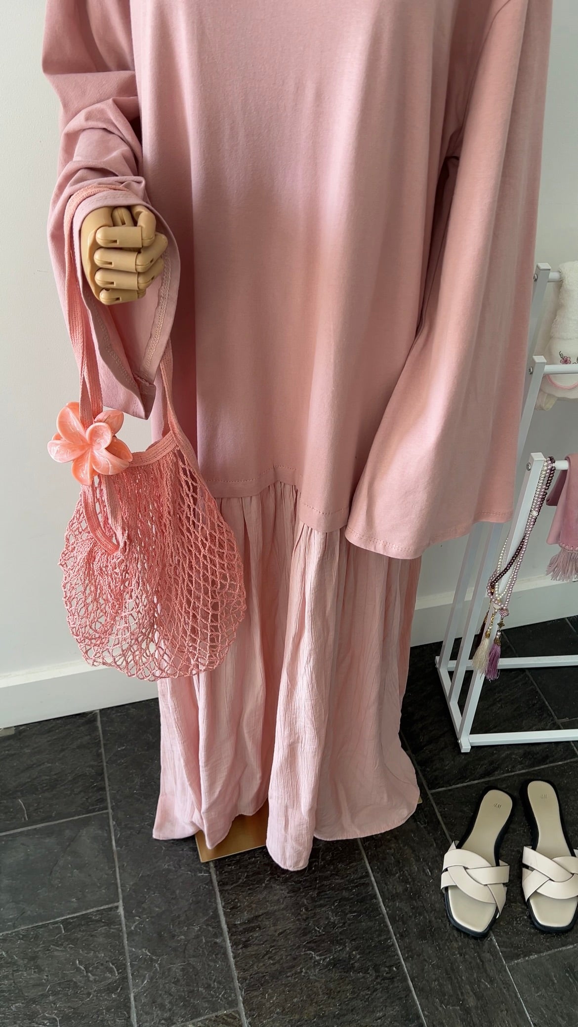 LONGSLEEVE RUFFLE DRESS PINK