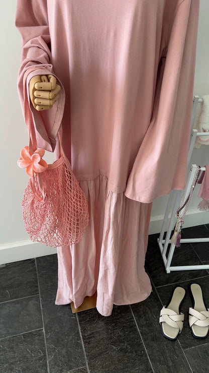 LONGSLEEVE RUFFLE DRESS PINK