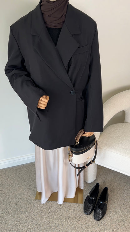 BUTTON BLAZER BLACK