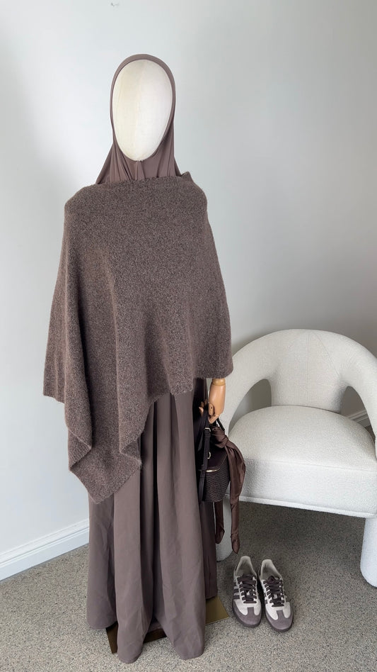 KNIT PONCHO TAUPE