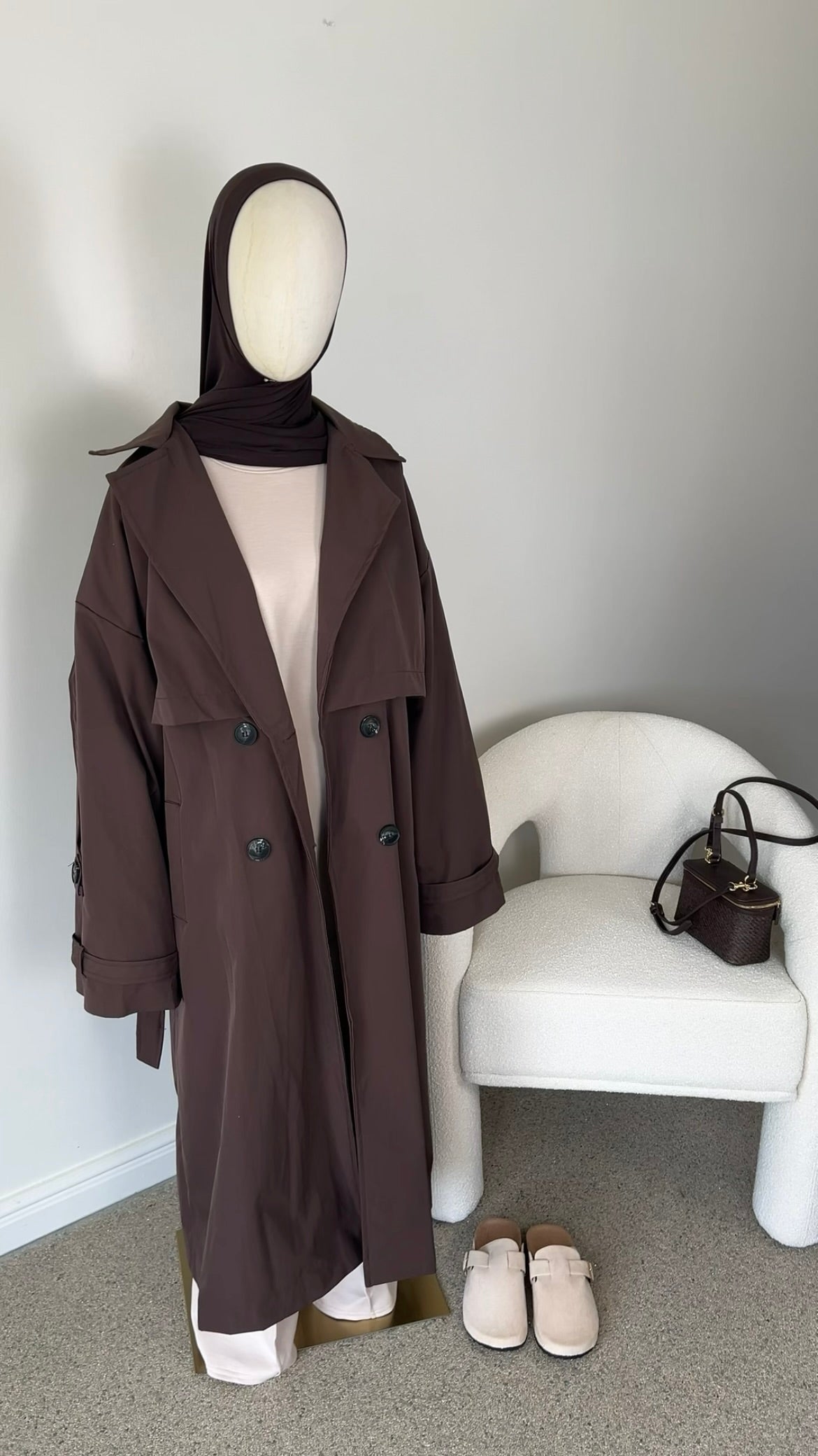 PREMIUM TRENCH COAT DARK BROWN