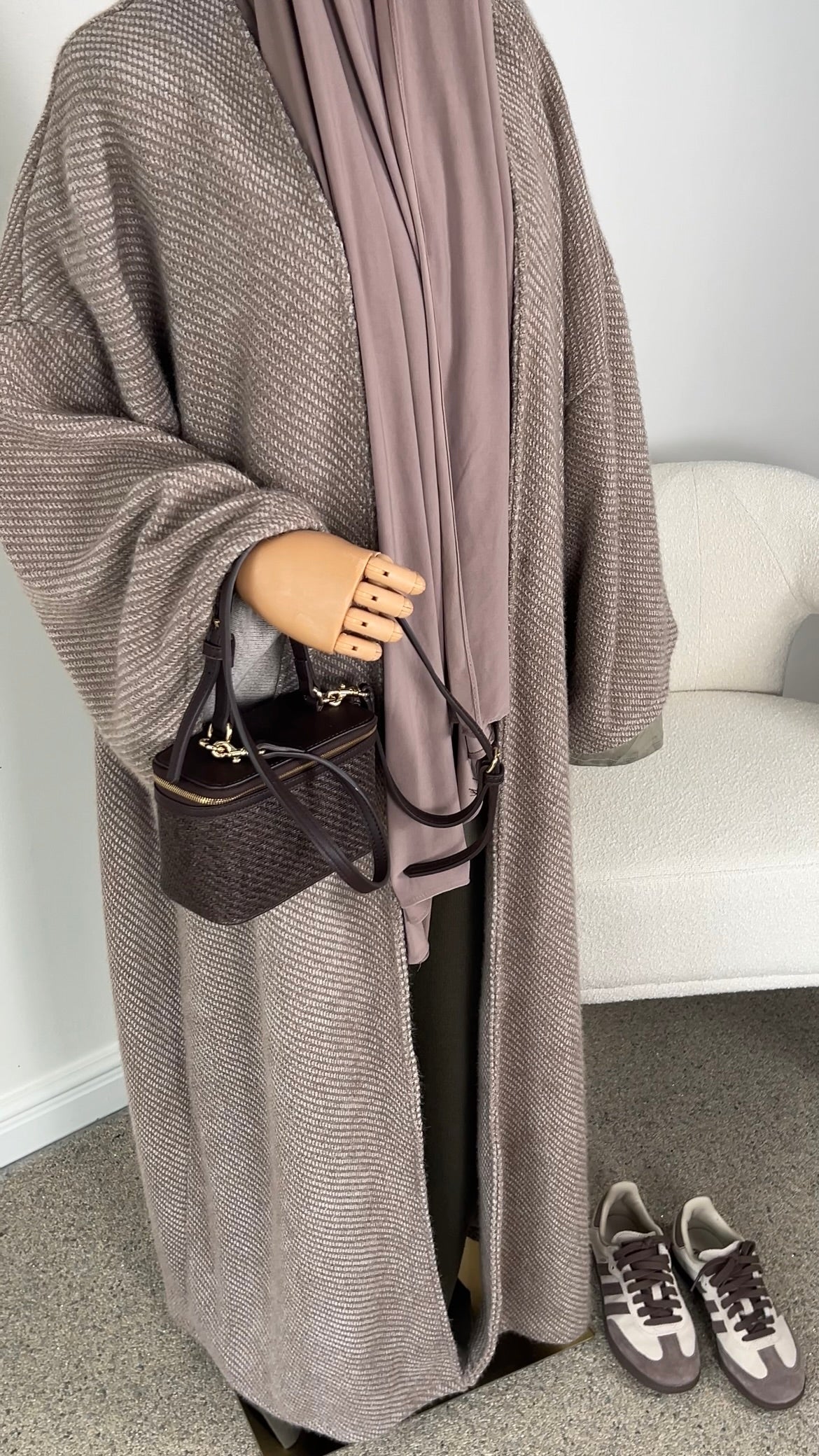 TEDDY ABAYA COAT TAUPE