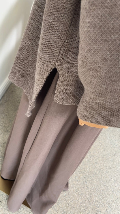 KNIT SCARF PONCHO TAUPE