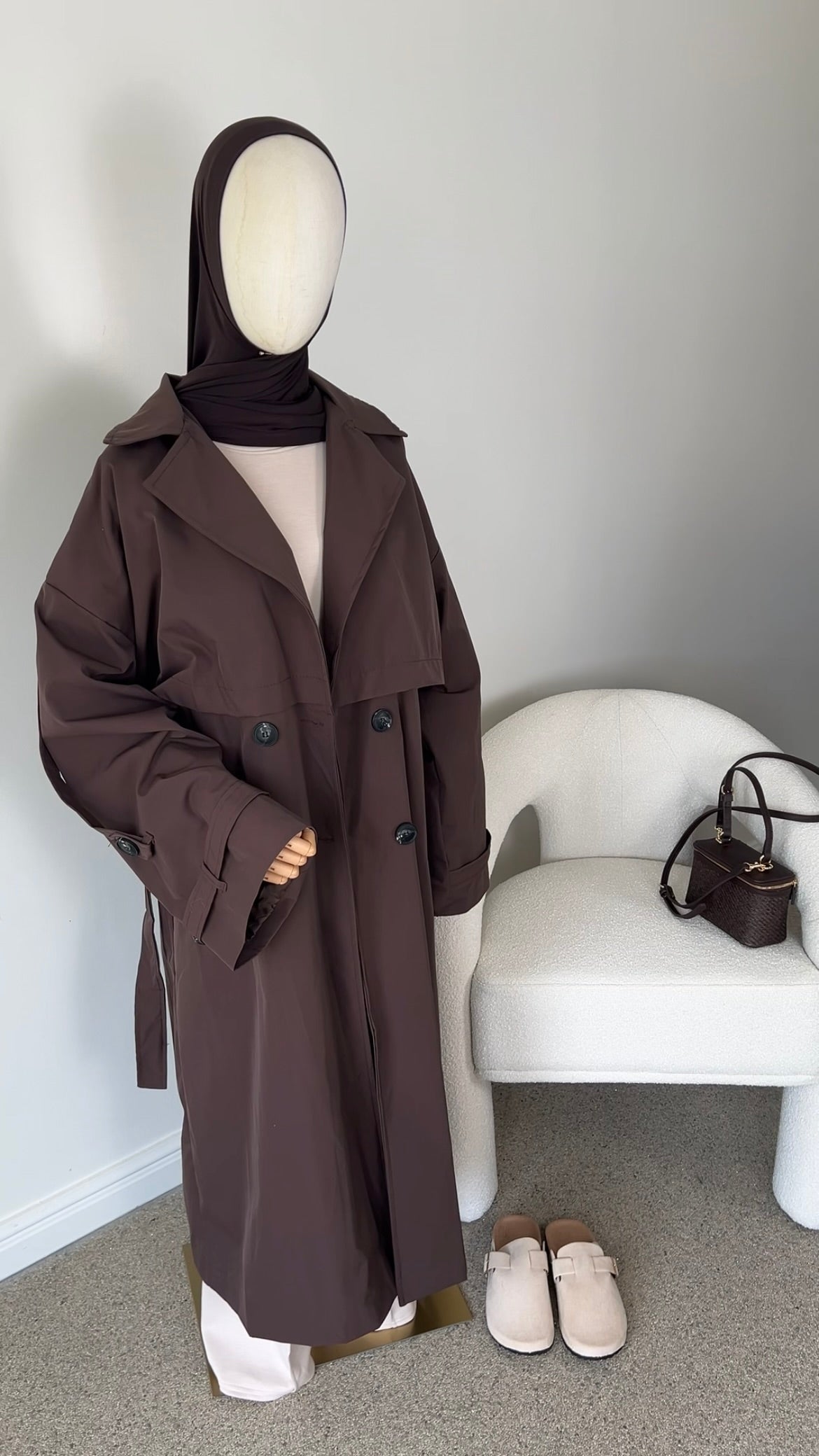 PREMIUM TRENCH COAT DARK BROWN