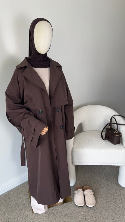 PREMIUM TRENCH COAT DARK BROWN