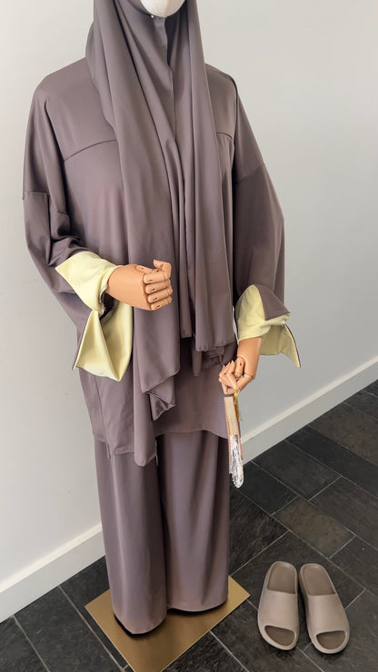 SLEEVE BURKINI DARK TAUPE/YELLOW