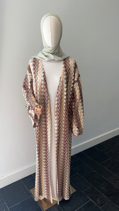 STRIPED KIMONO TAUPE PINK
