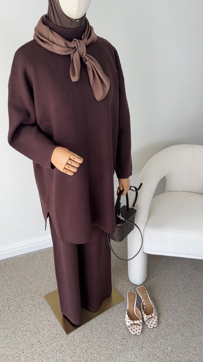 COTTON KNITTED SET BROWN