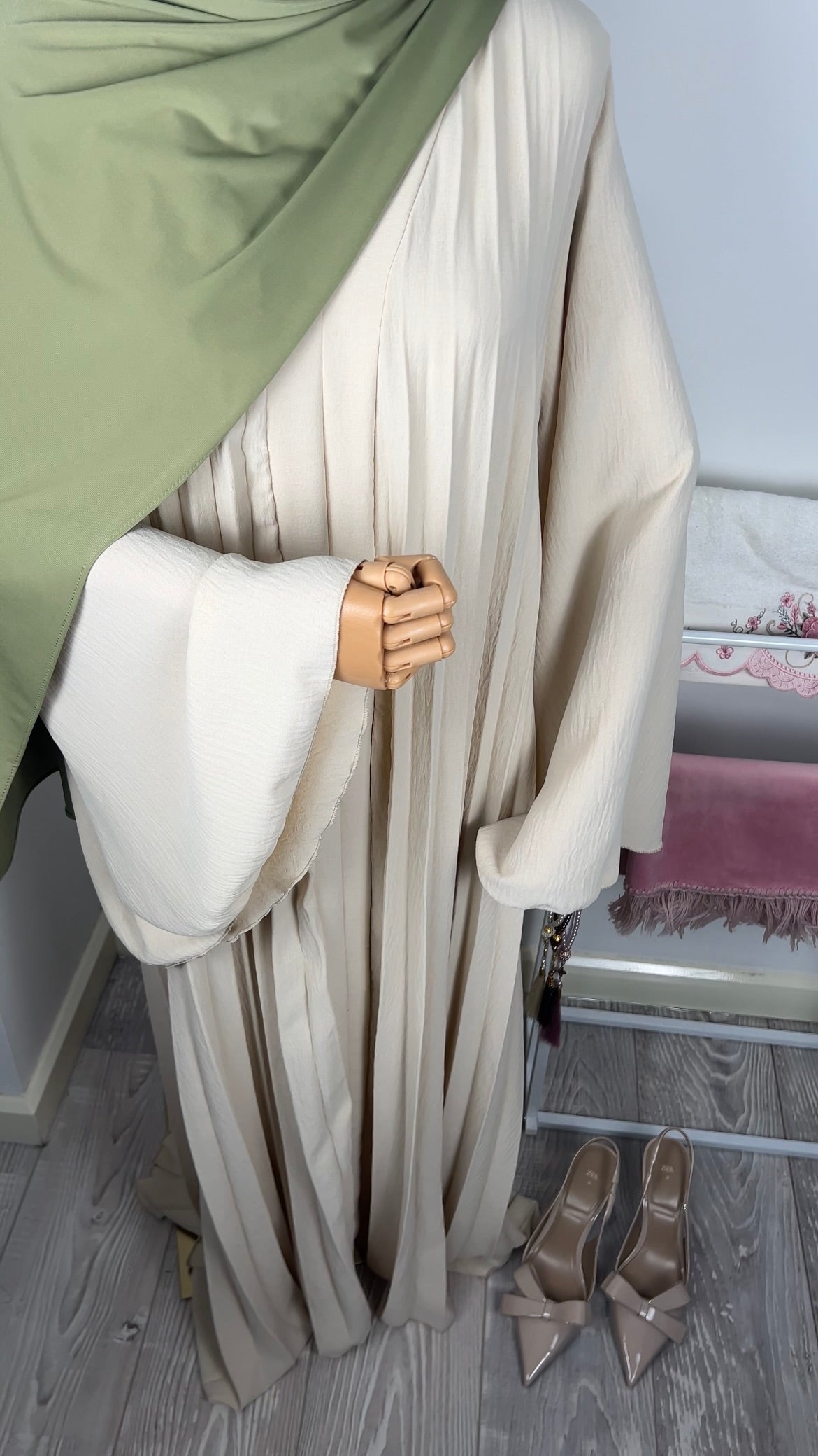 BEIGE PLEATED DRESS