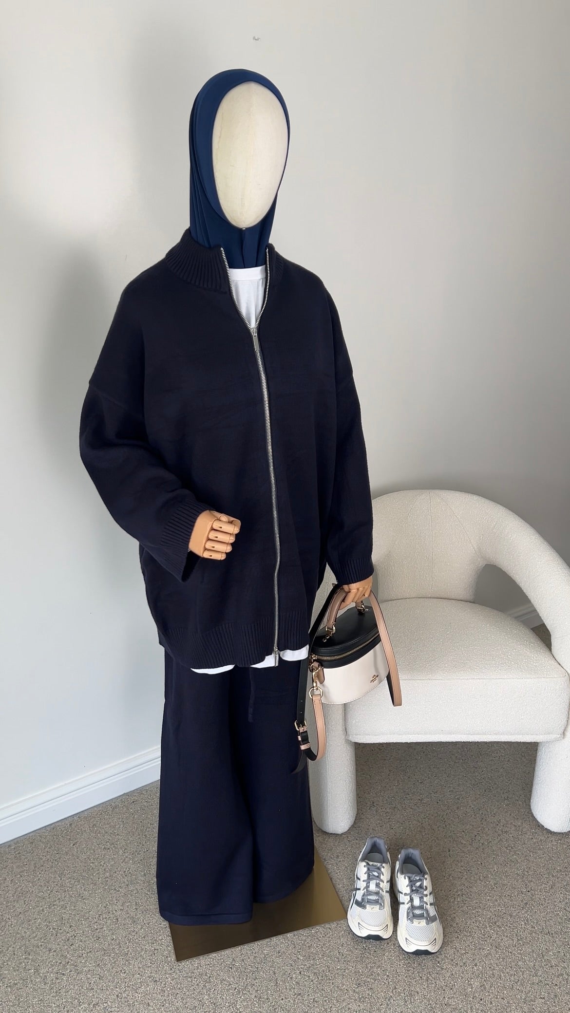ZIP KNITTED SET NAVY