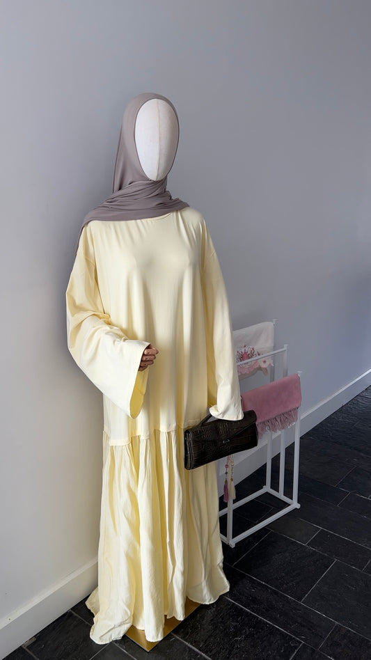 LONGSLEEVE RUFFLE DRESS BUTTER YELLOW