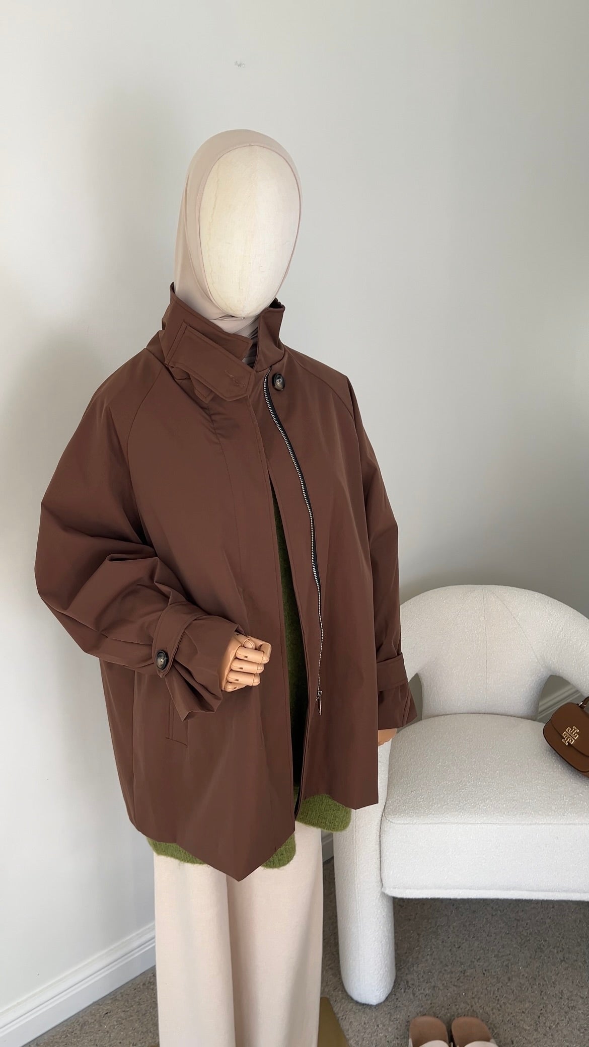 TRENCH COAT MIDI BROWN