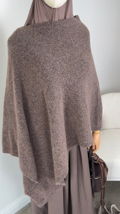 KNIT PONCHO TAUPE
