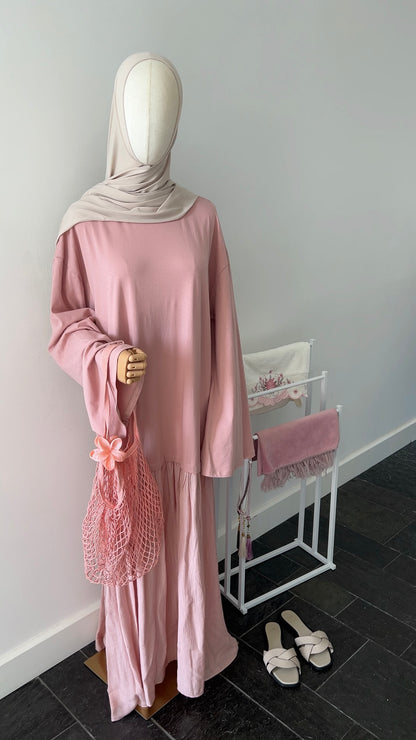 LONGSLEEVE RUFFLE DRESS PINK