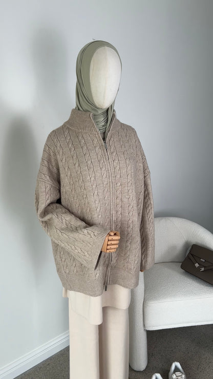 CABLE ZIPPER BEIGE