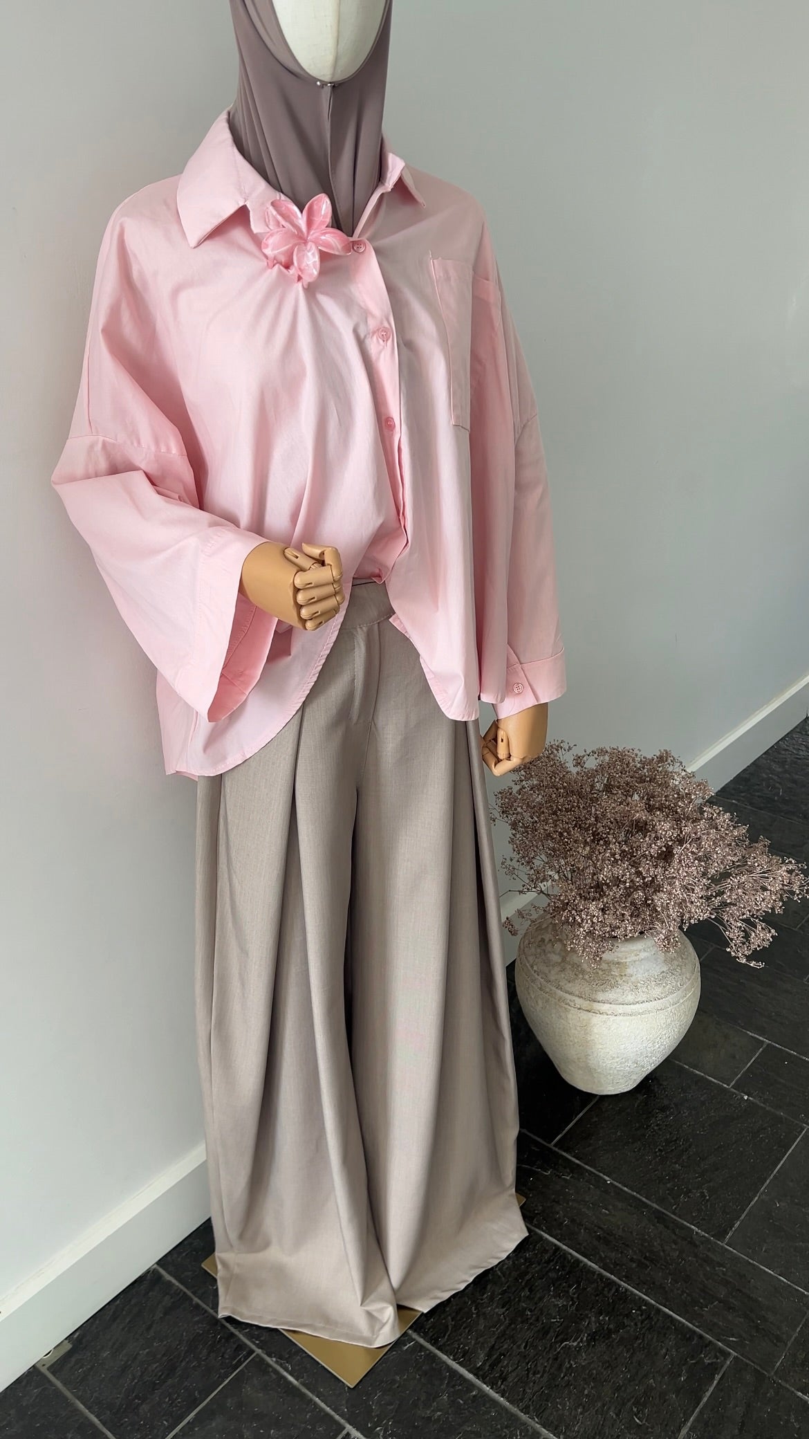 DRAPED TROUSERS TAUPE (TALL PROOF)