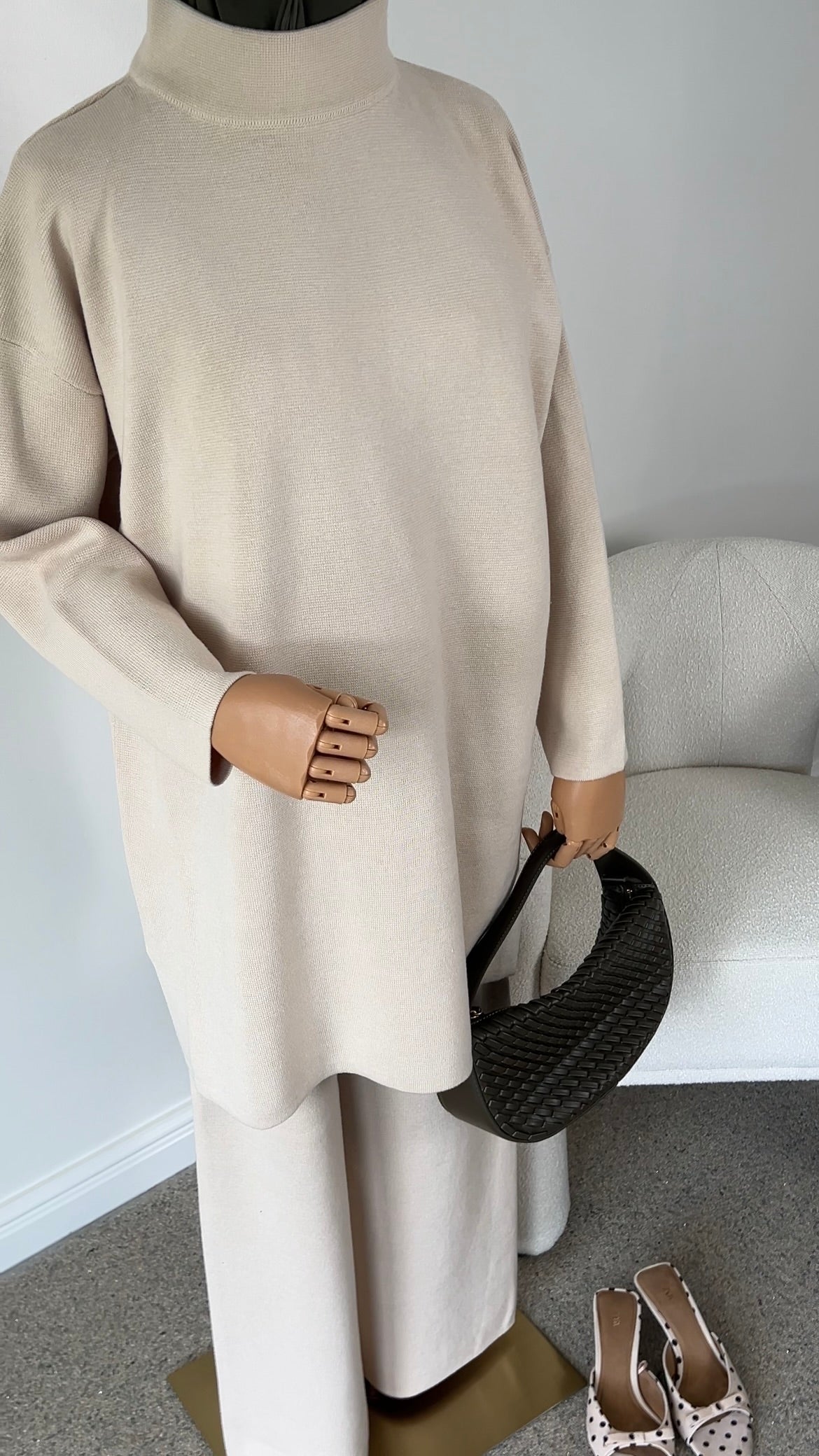COTTON KNITTED SET BEIGE