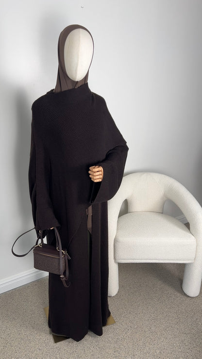 PONCHO ABAYA DARK BROWN