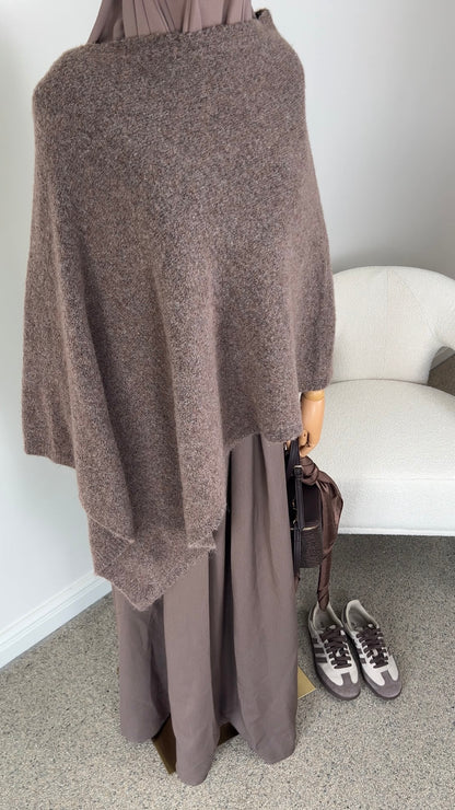 KNIT PONCHO TAUPE