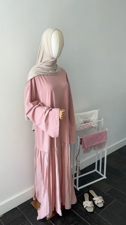 LONGSLEEVE RUFFLE DRESS PINK