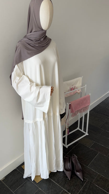 LONGSLEEVE RUFFLE DRESS OFF-WHITE