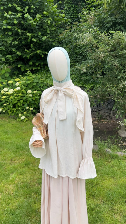 AIRY RUFFLE TOP BEIGE