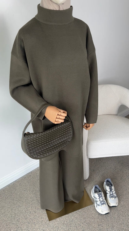COTTON KNITTED SET KHAKI