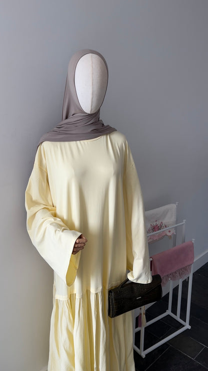 LONGSLEEVE RUFFLE DRESS BUTTER YELLOW