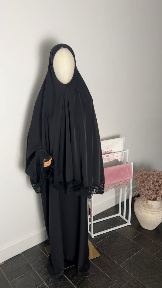 LACE KHIMAR SET BLACK