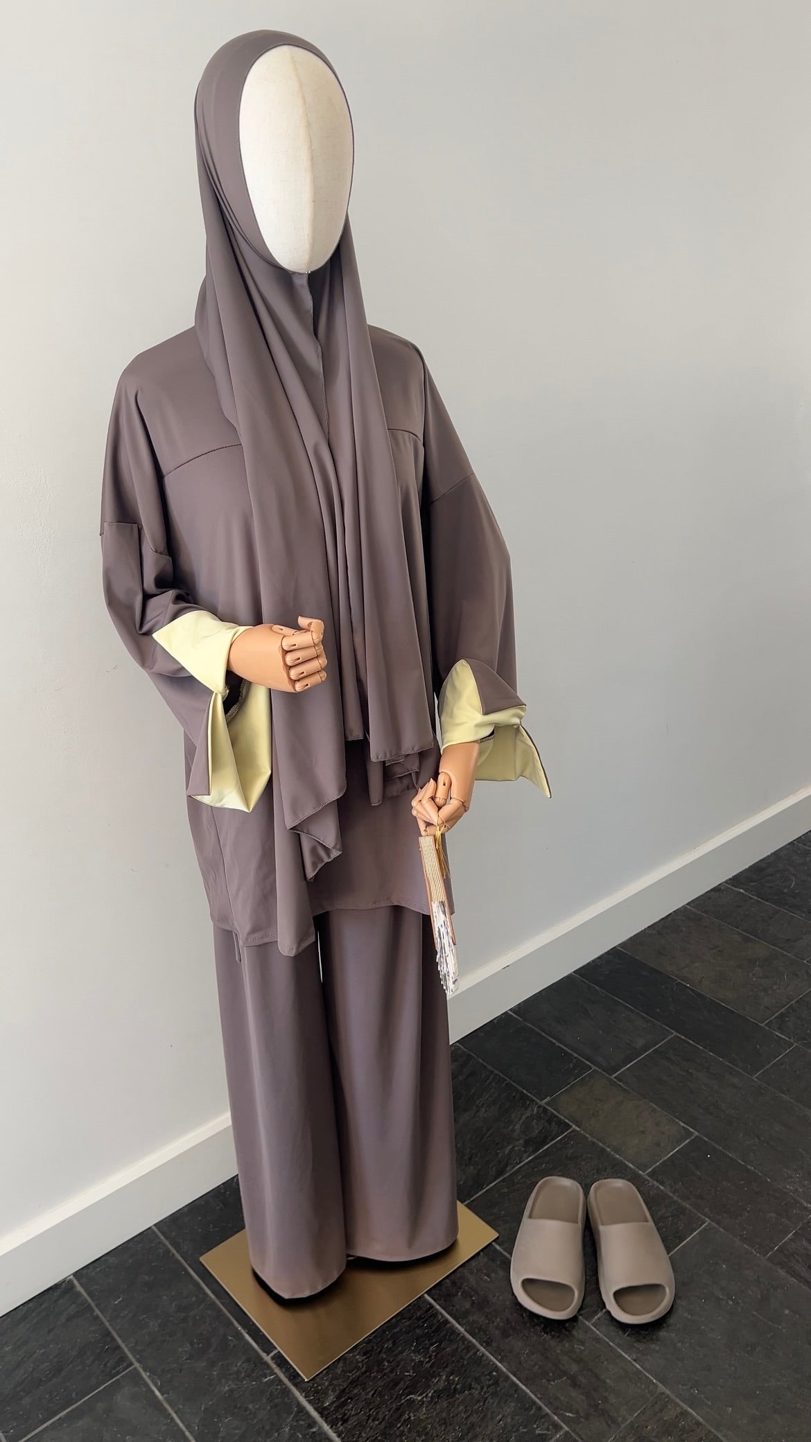 SLEEVE BURKINI DARK TAUPE/YELLOW