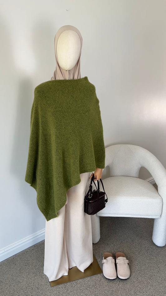 KNIT PONCHO OLIVE (RESTOCKING SOON)