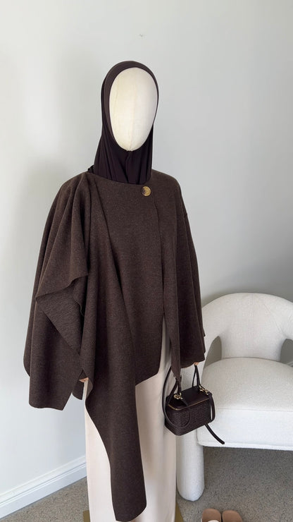 SCARF PONCHO DARK BROWN (RESTOCKING SOON)
