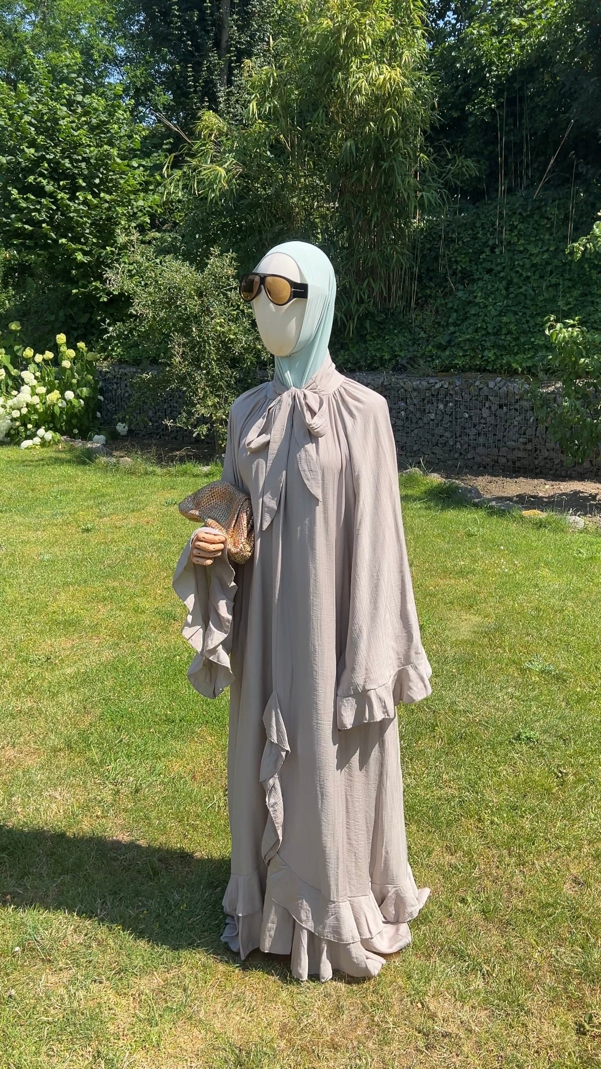 AIRY RUFFLE DRESS TAUPE