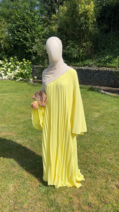 PLEATED DRESS YELLOW