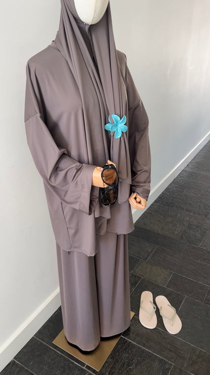 ZIP BURKINI DARK TAUPE