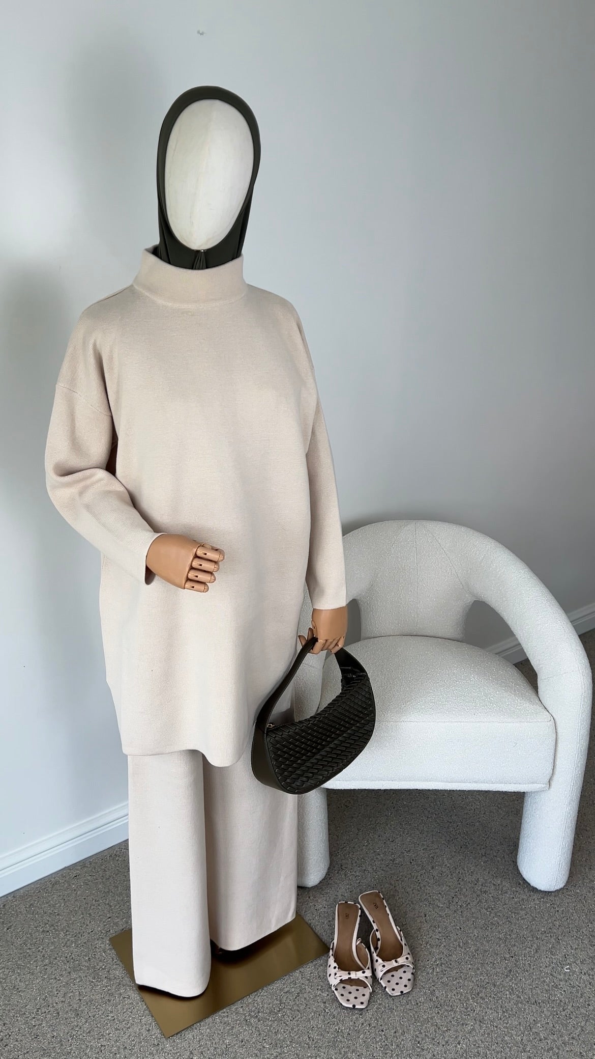COTTON KNITTED SET BEIGE
