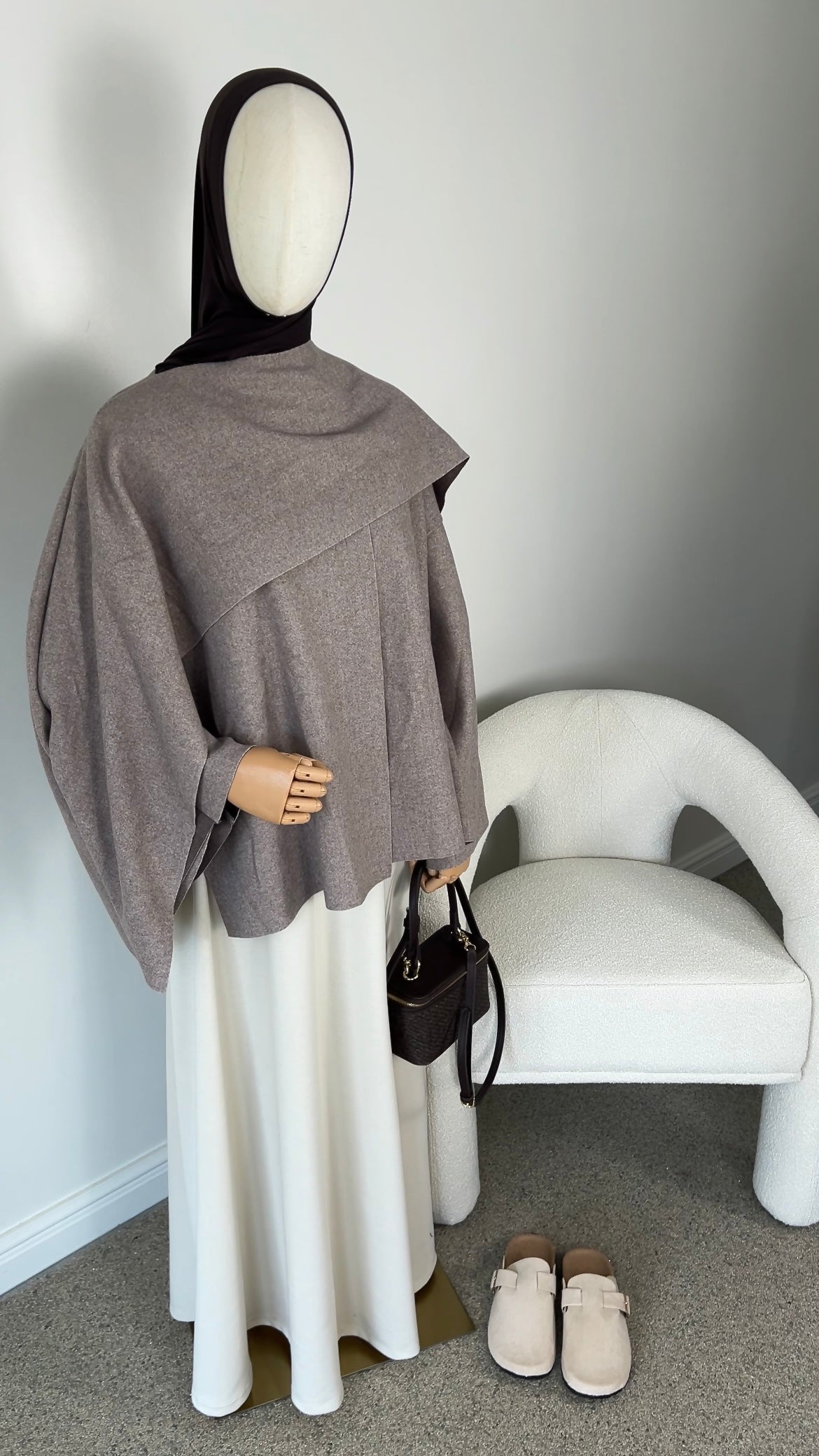 SCARF PONCHO TAUPE