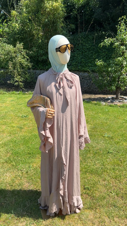 AIRY RUFFLE DRESS WARM TAUPE