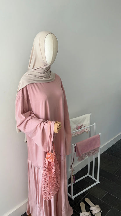 LONGSLEEVE RUFFLE DRESS PINK