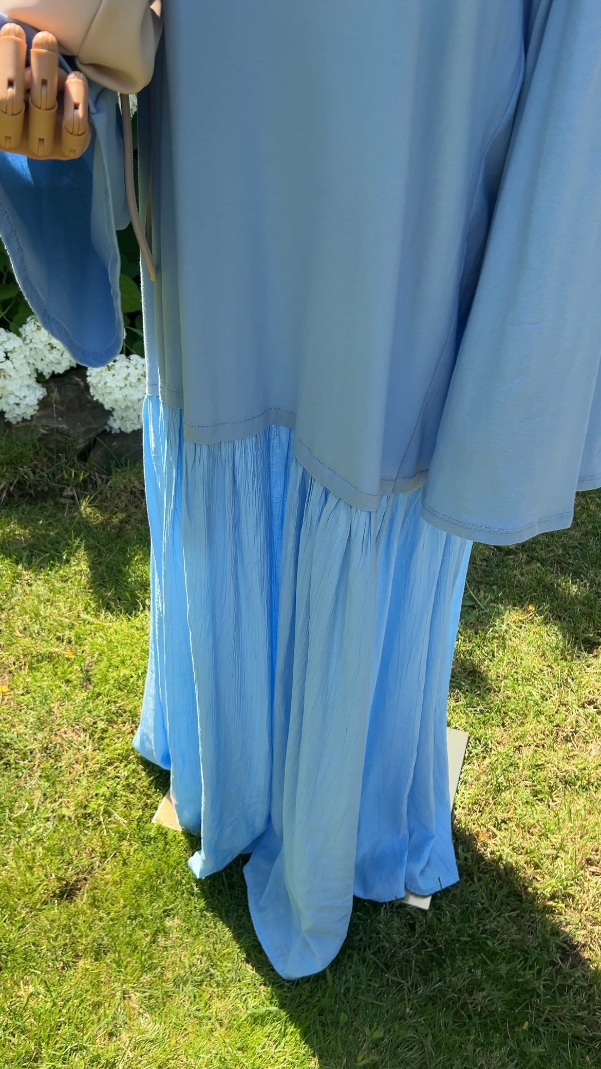 LONGSLEEVE RUFFLE DRESS BLUE