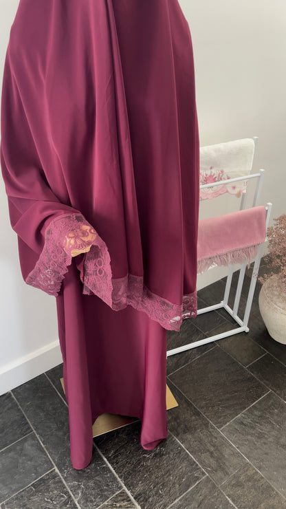 LACE KHIMAR SET BORDEAUX