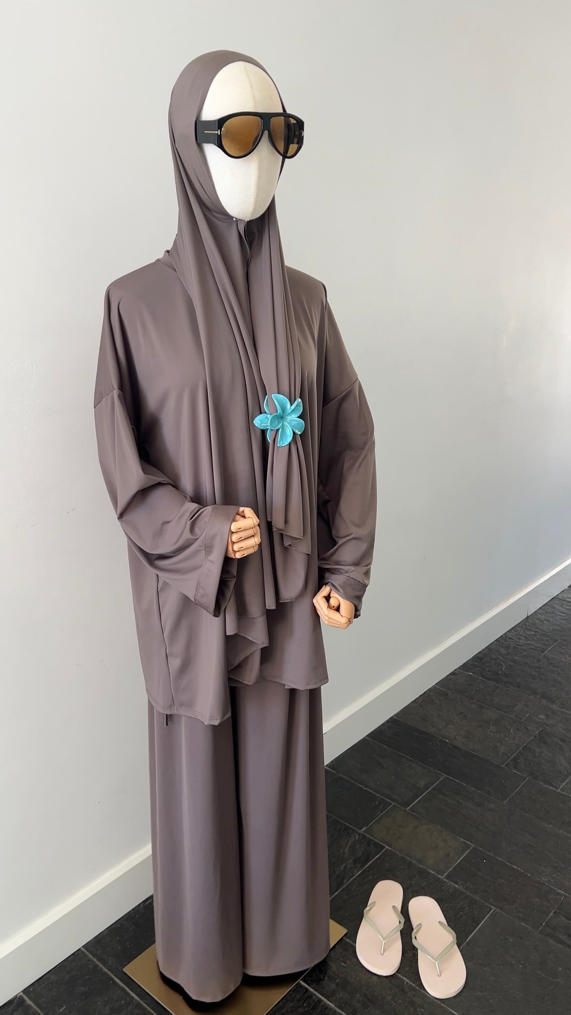 ZIP BURKINI DARK TAUPE
